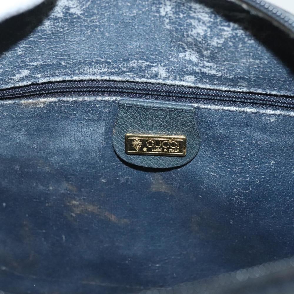 GUCCI GG Supreme Sherry Line Hand Bag PVC Navy Gold Red Auth 132074 - Picture 15 of 16